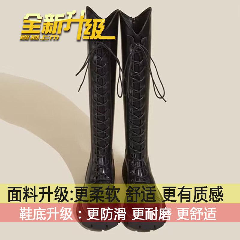 

Высокие сапоги в британском стиле женские, осень 2025, новые маленькие сапоги на толстой подошве, увеличивающие рост, тонкие сапоги-мартины 35