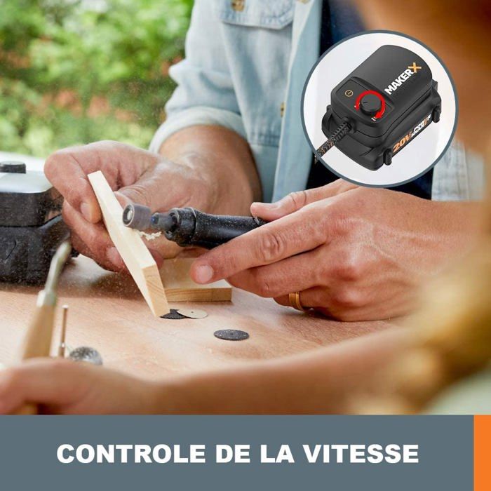 Outil multifonctions - WORX - WX739.9 - Moteur brushless - 20 accessoires - Contrôle de vitesse variable