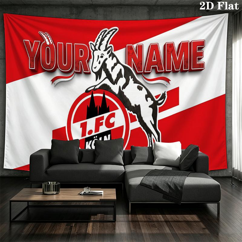 Custom Name,1. FC Koln Wall tapestry, aesthetic printed fabric blanket, suitable for bedroom, living room, and home decor.