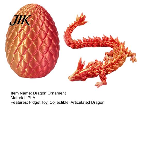 Unique Easter Present 3D Printed Mini Dragon Egg Articulated Fidget Toy Inside Kids Playset Basket Stuffers Collectible Flexible Gift for Teens