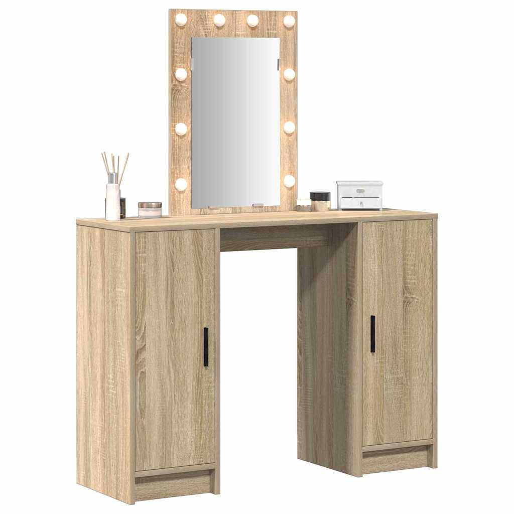 Makeup Table with Storage Brown 102 x 33 x 135 cm Engineered Wood