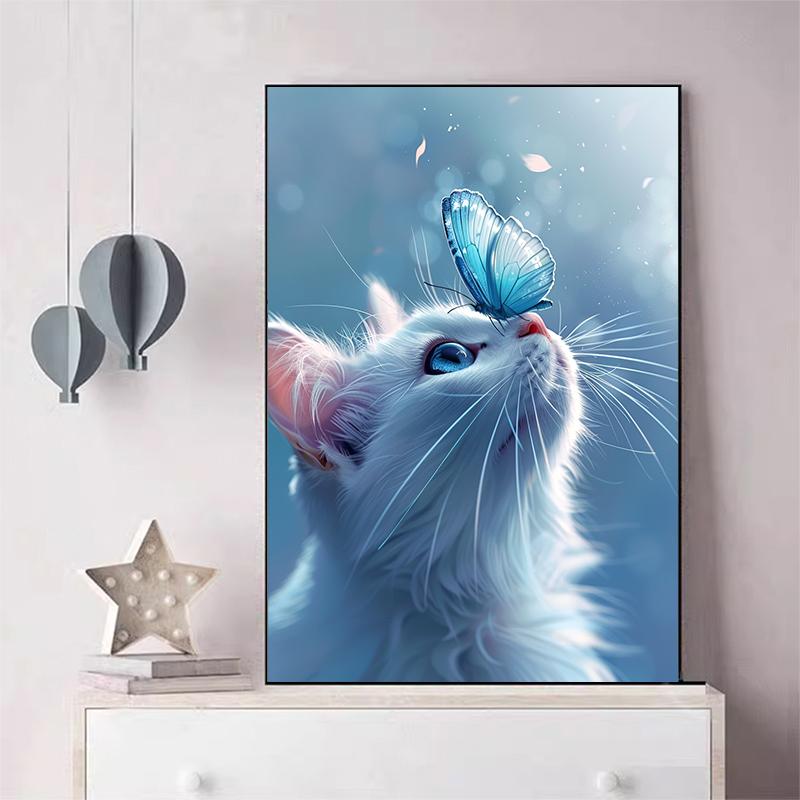 5d DIY Diamond Painting Cross Stitch Animals Cat and Butterfly Diamond Embroidery Mosaic Round Drill Home Decor Crafts