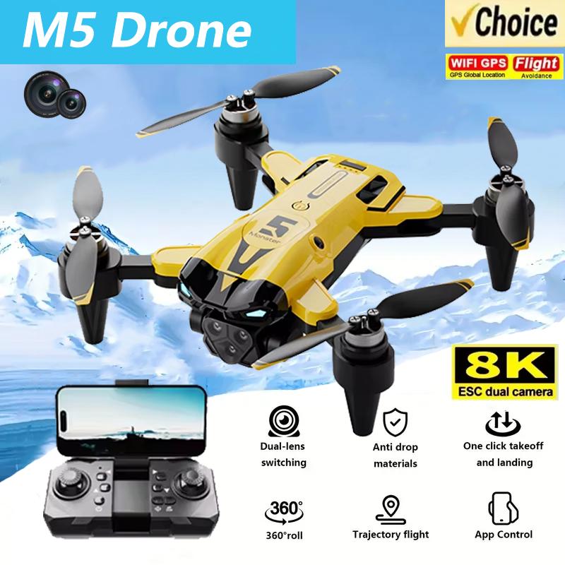 M5 Dron Profesionální 8K HD Letecký Profesionální Letecké Snímkování Duální Kamera Vyhýbání se Překážkám GPS 5GWifi Bezkomutátorový Kvadrokoptéra