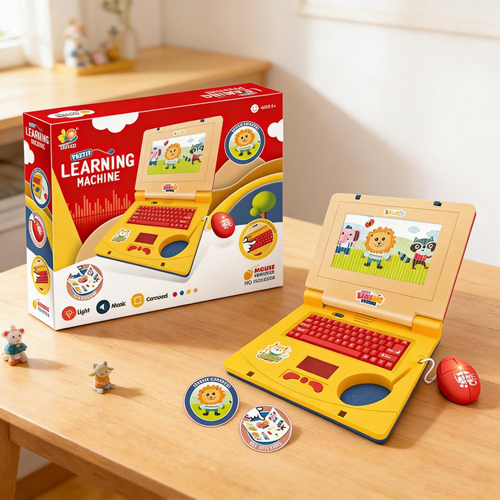 Kids Learning Computer With Music Cute Cartoon Design Attracts Kids. Home Preschool Learning Activities