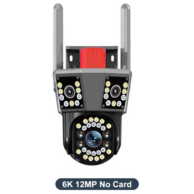 Nová EU 6K 12MP WIFI IP venkovní kamera s 8x zoomem Sledování pohybu se třemi objektivy PTZ 4K videokamera Vodotěsné sledování Zabezpečení