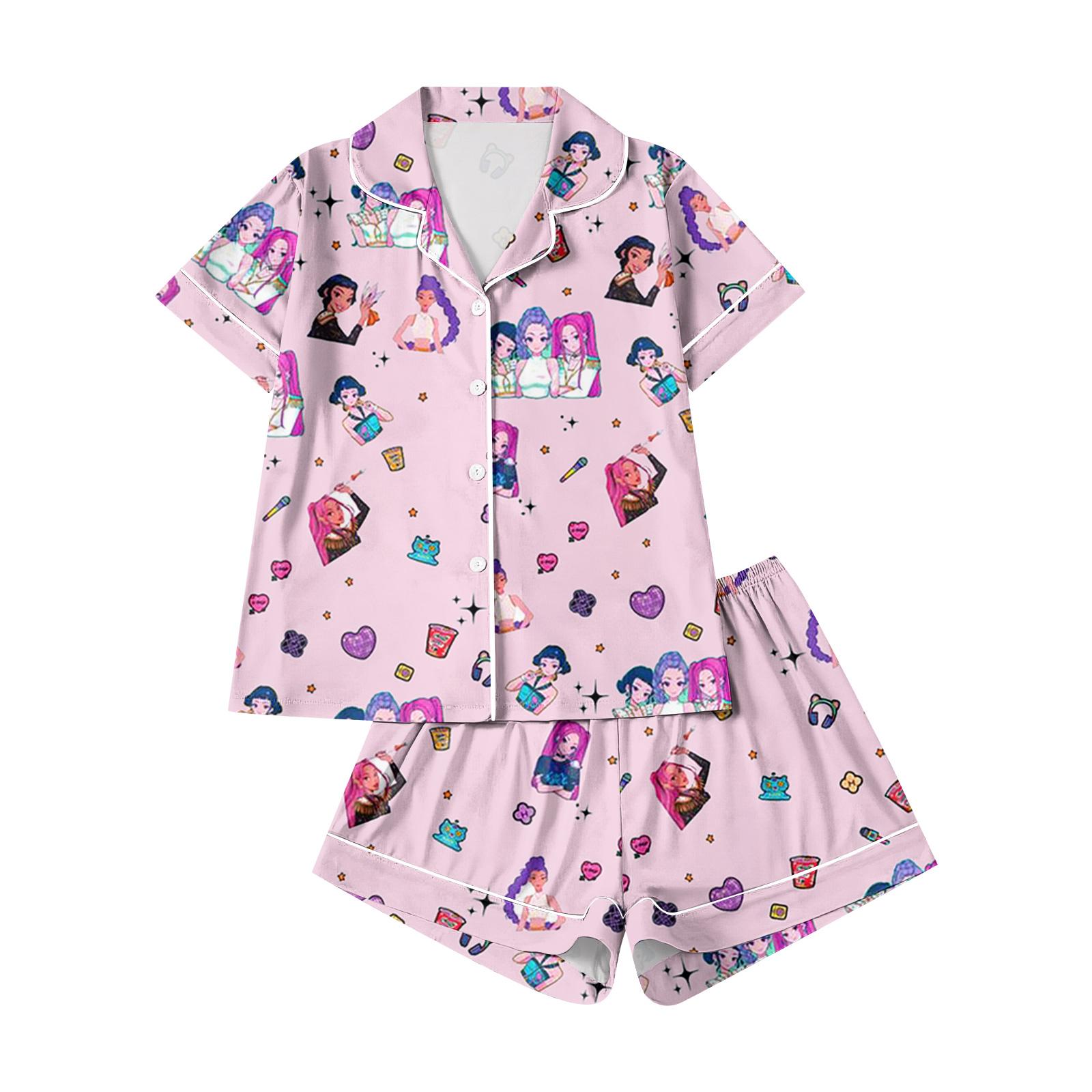 

Детская домашняя одежда Пижамный комплект Топ с коротким рукавом Шорты Комплект из двух предметов Верхняя одежда Игровой кардиган Одежда 150 розовый