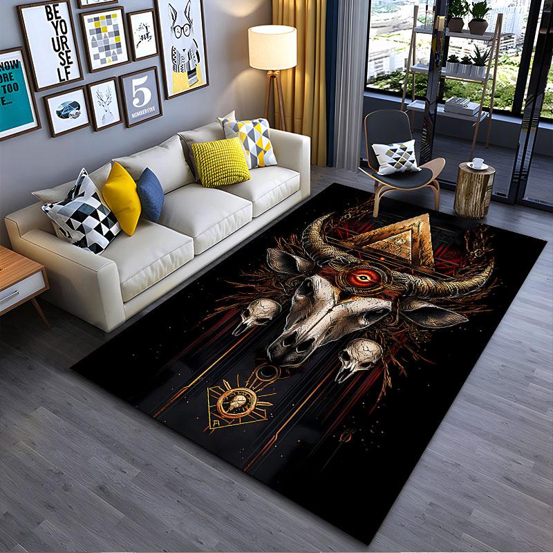 Mystic Bull Skull Design Carpet Suitable As a Non-slip Mat for the Living Room or Bedroom Sofa
