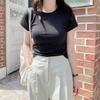Korean Retro Crew Neck Short-sleeved T-shirt Women's Summer New Slim-fit Versatile Bottoming Shirt Short Sweet Top