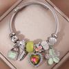 Stylish Diamond Heart and Flower Pendant Bracelet