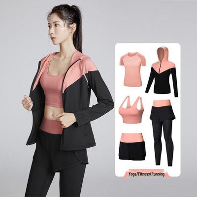Neuer Stil Schnelltrocknende Fitness Sportbekleidung: Schmal geschnittenes Fake-Zweiteiler-Yoga-Set mit langer und kurzer Hose.