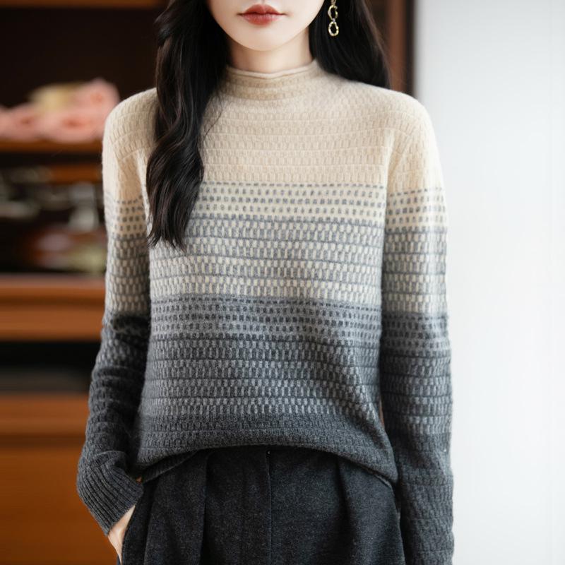 100% Pure Wool Half-High Neck Autumn/Winter Sweater: Soft, Thick, and Stylish Women's Base Layer Pullover