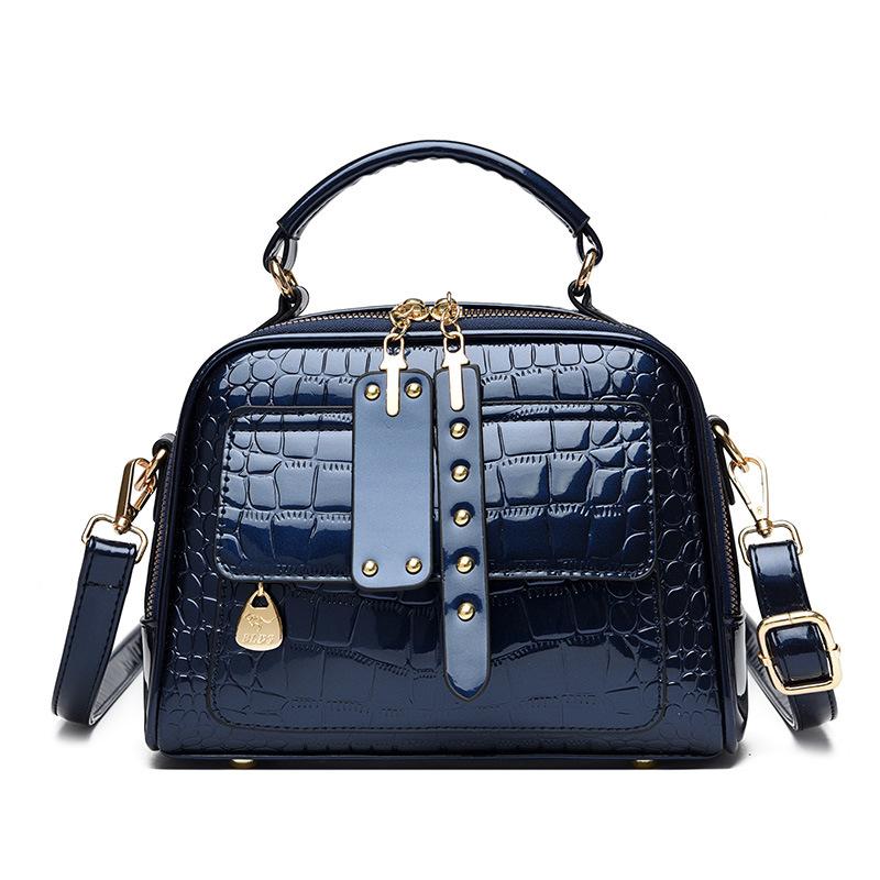 

Женская сумка новая мода лакированная кожа многослойная практичная женская сумочка через плечо синий
