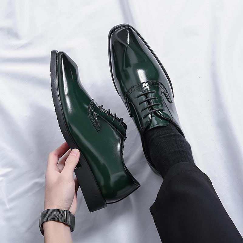 Foreign Trade Men's Leather Shoes Men's British Style Simple Glossy Formal Wear Business Derby Men's Haircut Commuter Men's Shoes