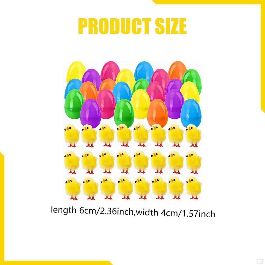 24Pcs Easter Egg Filled Chicks Toys Colorful Mini Cute Basket Stuffers Party Favor for Kids