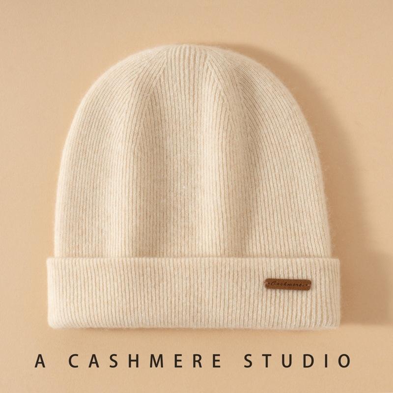 Pure cashmere knitted hat men's thickened versatile headgear thermal ear protection hat