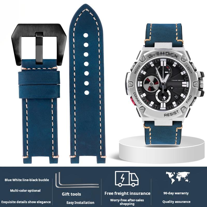 For Casio G-SHOCK series men's watchband Steel Heart GST-B100/S110/S310/W300/410/400g Vintage cowhide watch strap accessories