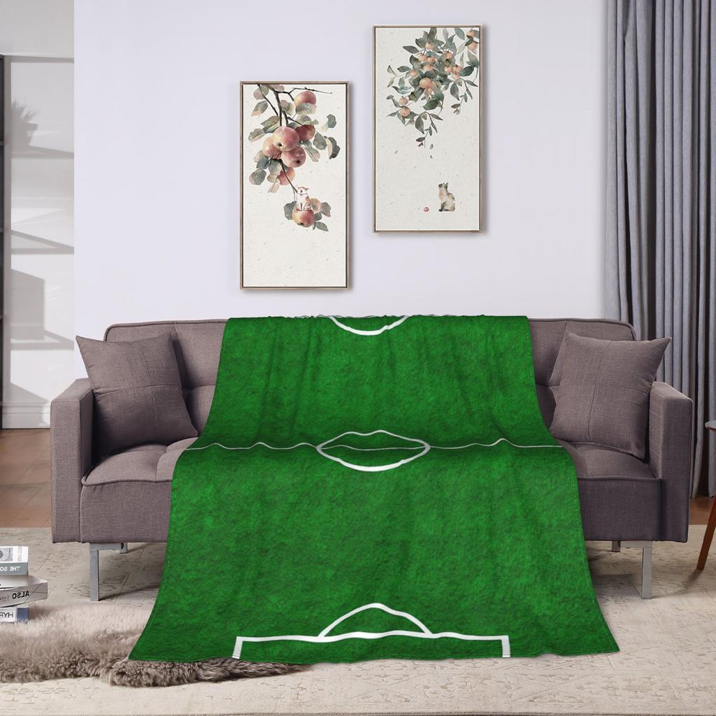 Warm Blankets Travel Office Soccer Field White Line Grass Background Bedding Throws Flannel Bedspread For Couch Chair Sofa Bed