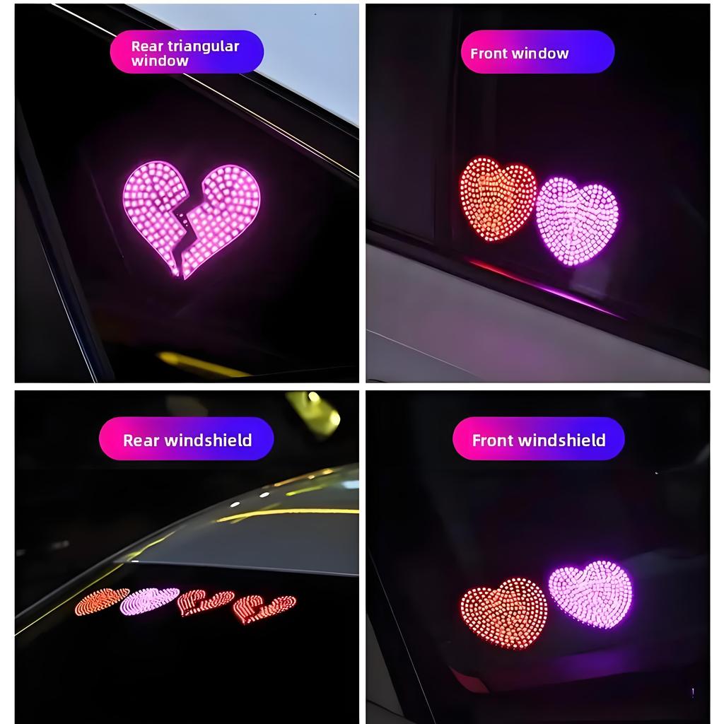 Car LED Window Lights Interior Decoration Lights Glowing Heart Atmosphere Car Modification Neon Lights USB Wiring Car Decoration