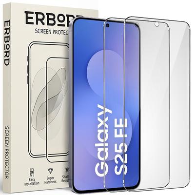 2x Tempered Glass for Samsung Galaxy S25 FE, ERBORD 9H Hard Glass, Glass