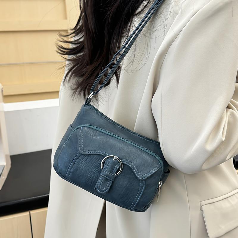 Women's Bag Soft Leather Middle-Aged Mother Bag Large Capacity Crossbody Bag Multi-Pocket Shoulder Bag