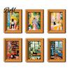 Decorative Frames for Office Whiteboards Cute Cat Magnetic Fridge Magnet, Vintage Wooden Picture Frame, Fun Photo Display Small Pictures Scene