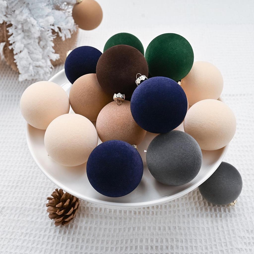 6cm Flocked Christmas Tree Ball Ornament