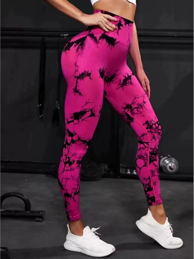 High Waist Tie-dye Sports Leggings - Tummy Control Running and Yoga Pants