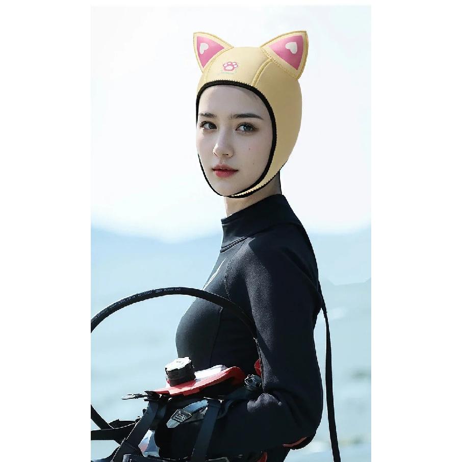 Cat Ears Diving Hood 3mm Neoprene Wetsuit Hood Cute Women Swim Cap for Surfing Snorkeling Water Sports Surf Diving Hat