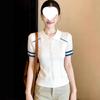 Korean Wear Knitted Short-sleeved T-shirt Women's Summer 1116 New Unique and Beautiful Thin Knitted Sweater Lapel Top