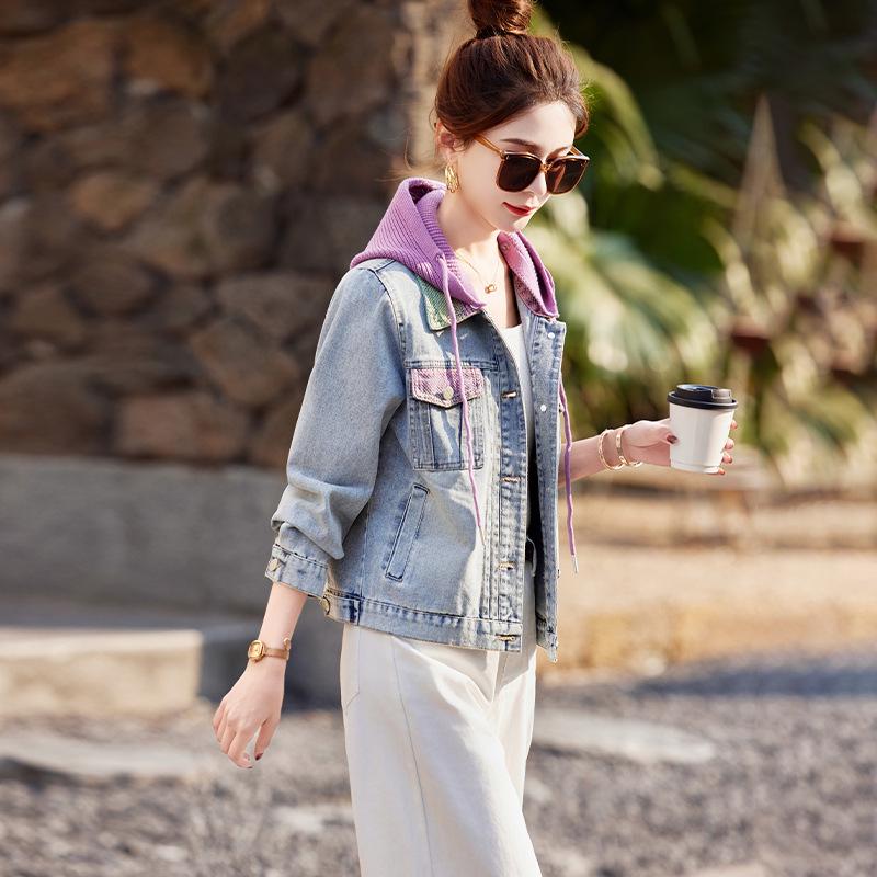 Women's Hooded Loose Denim Jacket - Spring 2025 Fashion (HJ2509)