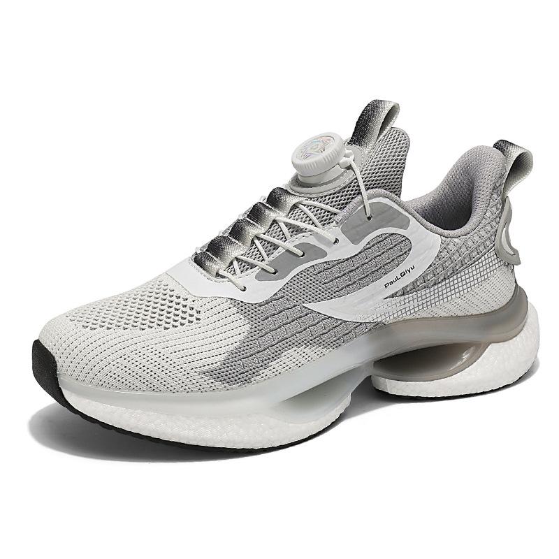 2025 new sports shoes men's rotating button running shoes ultra-light shock-absorbing mesh breathable men's shoes live broadcast
