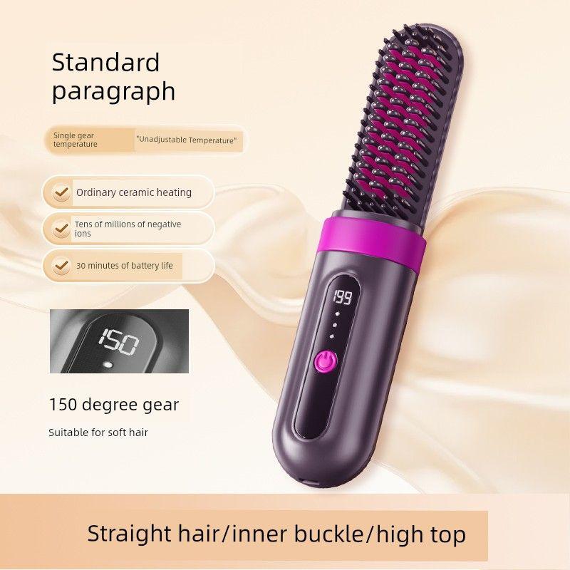 Ovl Wireless Negative Ion Hair Straightening Comb, Portable Dual-Use Straightener and Curling Iron, High-End Hair Styling Tool