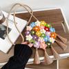 IELGY women's cotton thread flower small round bag, cute woven messenger women's bag