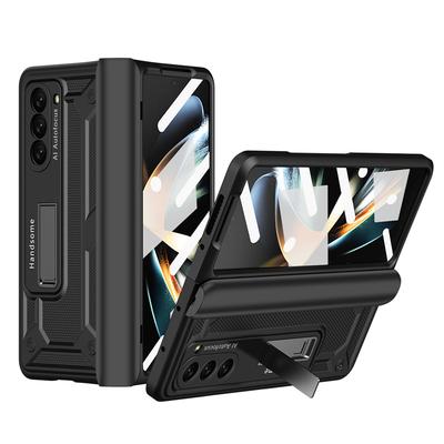 Dla Samsung Galaxy Z Fold 5 4 3 2 5G Zbrojona Zawias Ukryty Uchwyt Etui PC na Telefon Folia Ochronna Ekranu Odporne na Wstrząsy Etui Ochronne