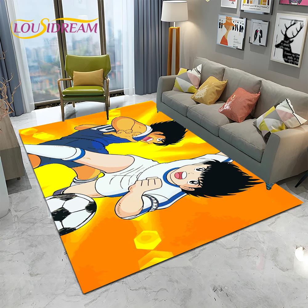 Captain Tsubasa Anime-Fußball-Cartoon-Teppich für Zuhause, Wohnzimmer, Schlafzimmer, Sofa, Fußmatte, Dekor, Kinderbereich, rutschfeste Bodenmatte