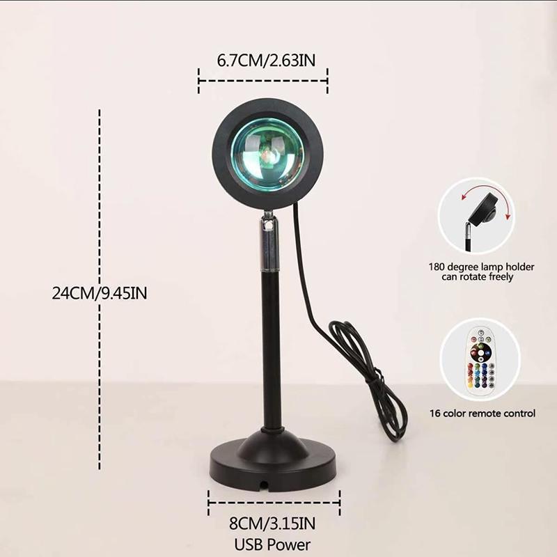 Hot Sale Led Sunset Lamp 16 Colors Rgb With Remote Control Rainbow Projection Night Light Led Sunset Light