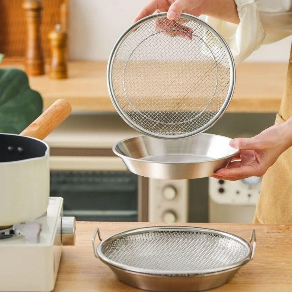 18-26cm Síťovaný odkapávací koš Nerezový Stojan na odkapávání smažených potravin Domácnost