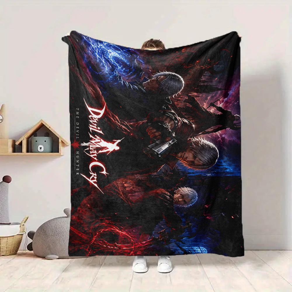 1Pc Devil May Cry Dante'S Inferno Flannel Blanket, Soft And Comfortable, Casual Warm, Camping Travel, Christmas, Halloween Xmas Gift S122