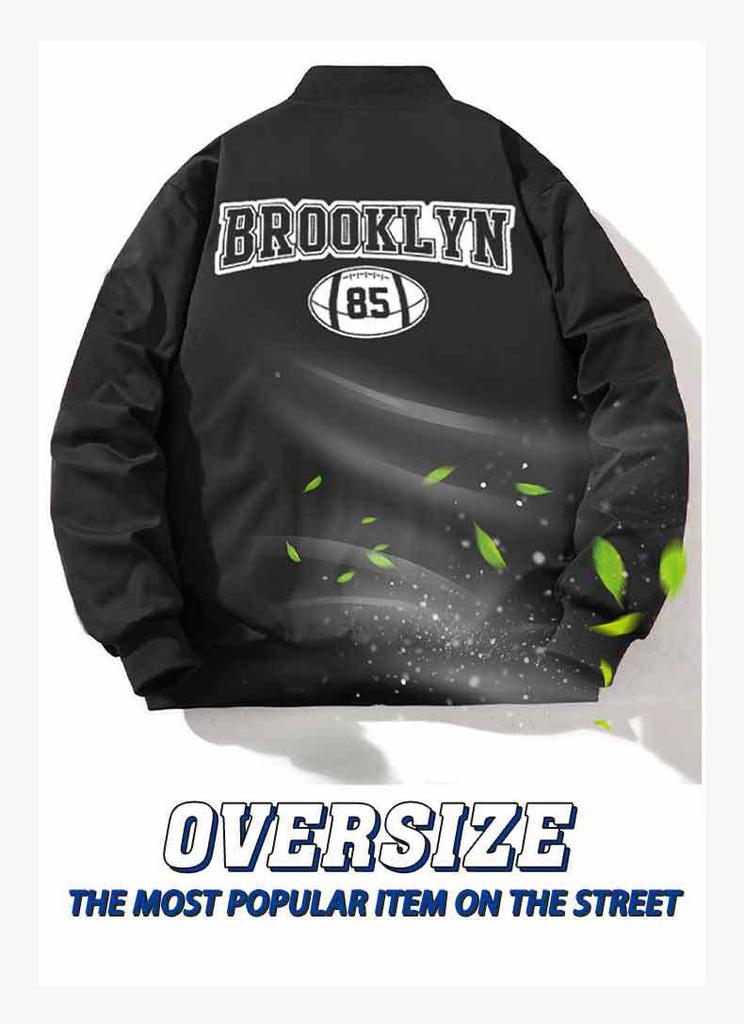 Men's Windproof Printed Baseball Collar Jacket - Casual Outdoor Workwear for Spring & Autumn