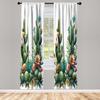 Ambesonne Cactus Window Curtains Wilderness Theme Blooming Desert Flowers Plain Backdrop Urban Jungle Lightweight Decor Made Of Polyester