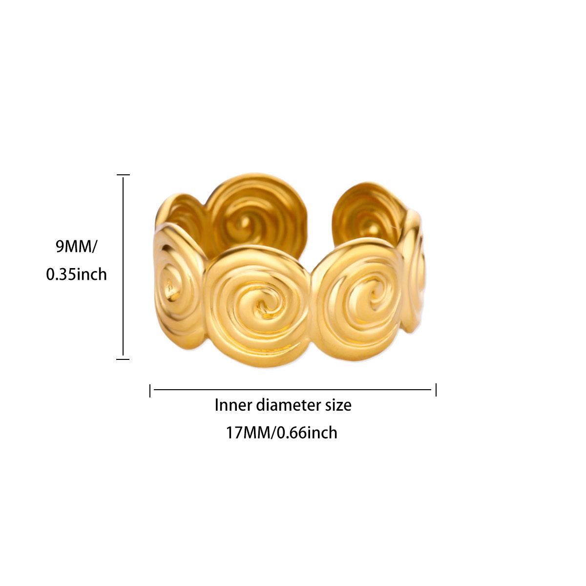 

Stainless Steel Greek Fret Rings 18K Gold-plated Anti Fading Open Ring for Women Party Zircon Minimalist Accessories 2025 Gifts Adjustable