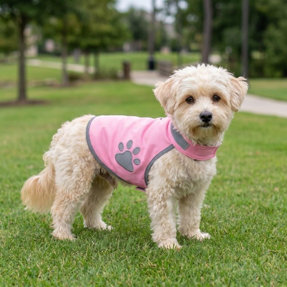 Giacca Visibilità Regolabile per Cuccioli, Abbigliamento Fluorescente Riflettente per Animali Domestici per Passeggiate Notturne