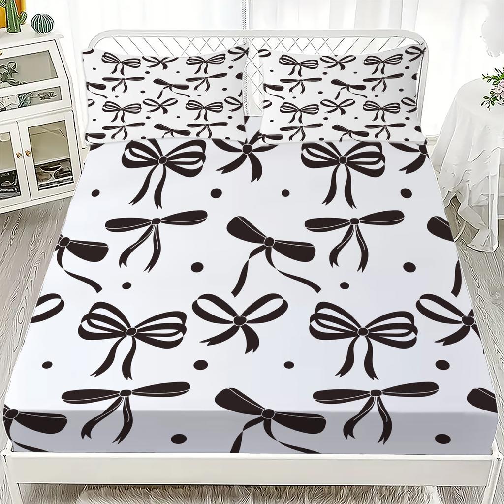 2/3pcs Bowknot Personalized Fitted Sheet Set Bowknot Personalized Bedding Set Comfortable Skin Friendly Cute Style 180x220cm