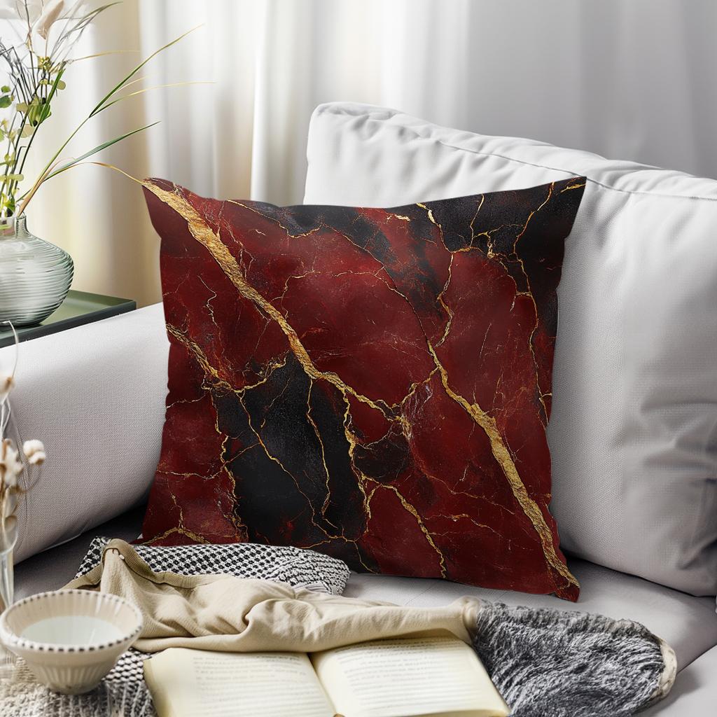 1pcs Wine Red Marble Pillowcase Square Bedroom Cushion Covers Zipper Living Soft Home Comfortable Decor 45x45cm