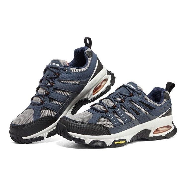Skechers SKECH-AIR Men Blue Gray Low Top Running Shoes Cushioning Lightweight Outdoor Hiking Commute Casual 237214C-NVGY