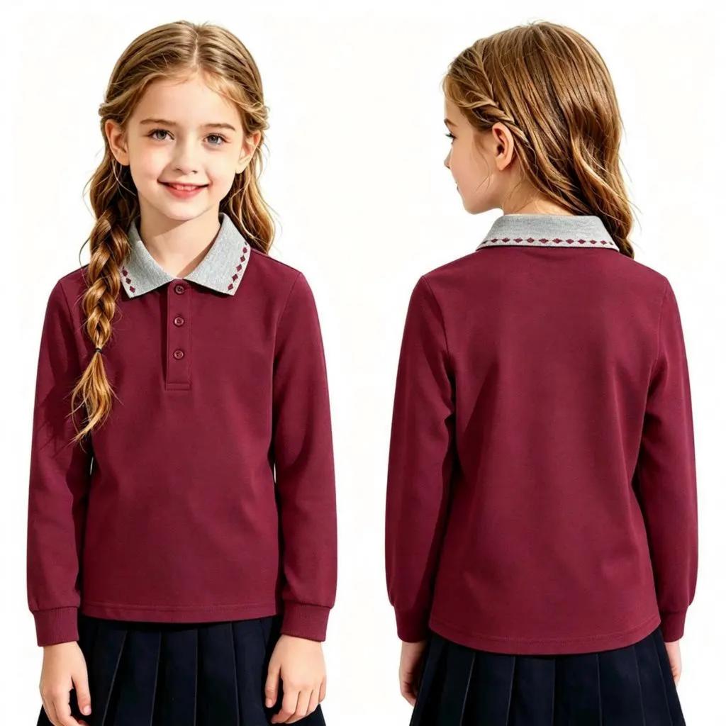 Children's Long Sleeve Cotton T-Shirt for School Everyday Wear -