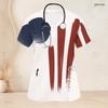 Women Plus Size V Neck Short Sleeve American Flag Print Nurse Scrub Top With Front Pockets