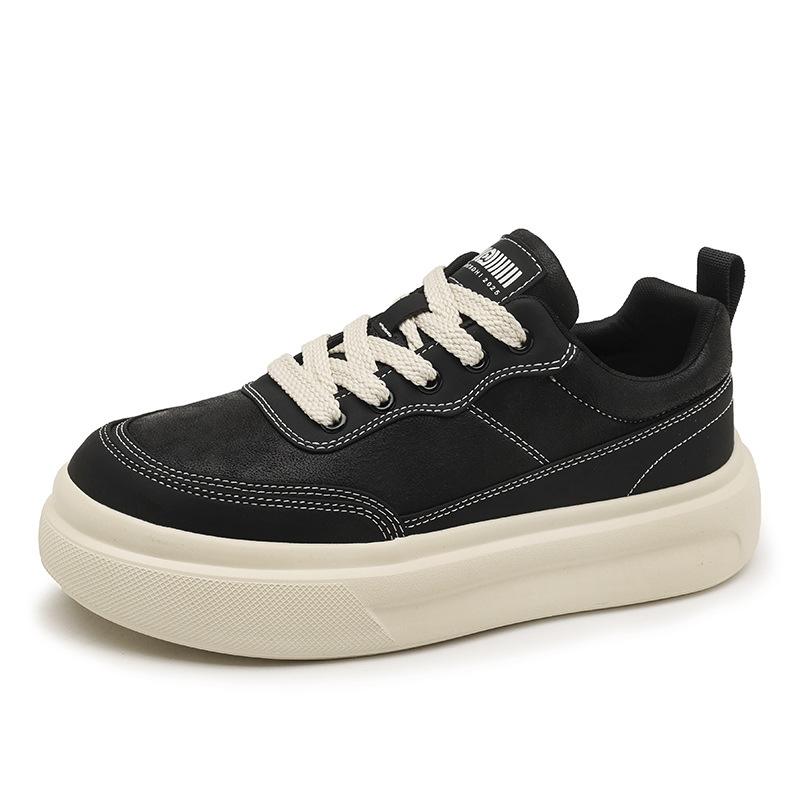 Casual board shoes new autumn and winter youth low-top flat-bottomed sports shoes leather surface breathable