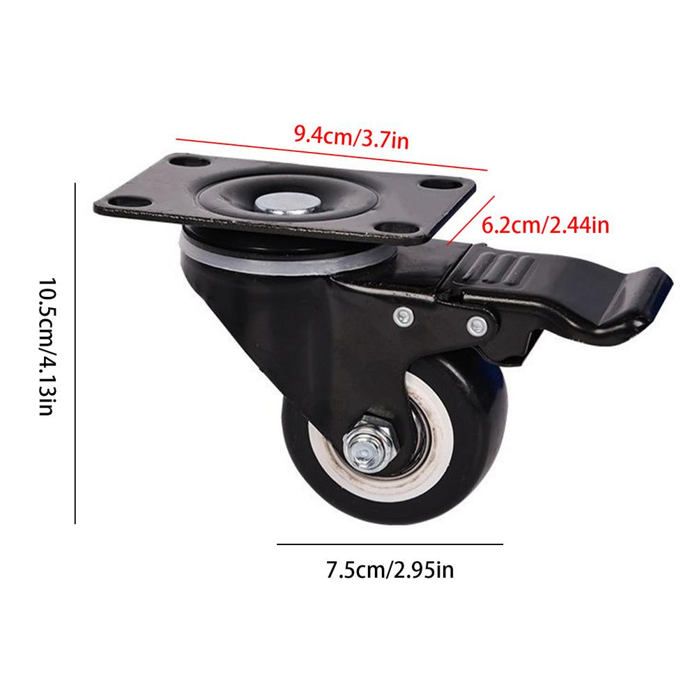 Caster Wheels Industrial Casters Swivel Plate Casters With Brake Furniture Workbench Trolley Wheels Multi-Directional Casters
