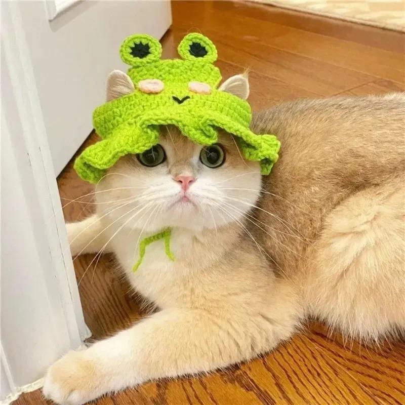 Cappello per gatti autunno inverno Cappello elastico carino raffinato per animali domestici Cuccioli Gattini Cappello lavorato a maglia Party Photo Shoot Puntelli Decorazione Accessori per gatti